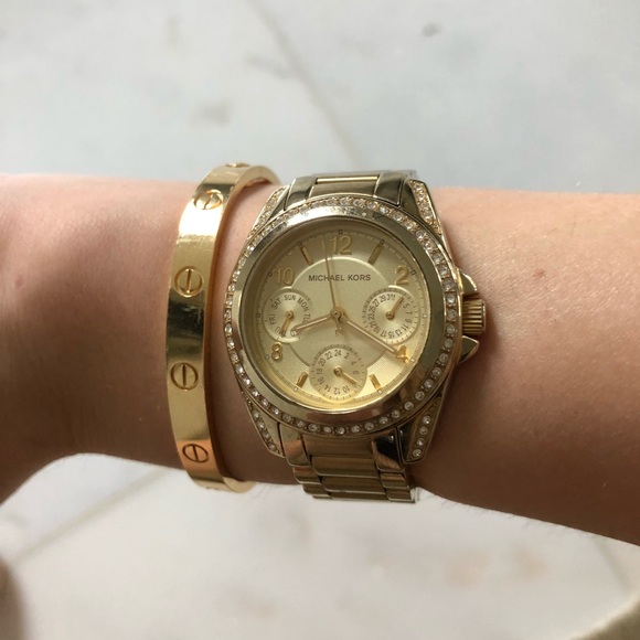 Michael Kors Diamond Encrusted Gold Watch - Picture 2 of 6